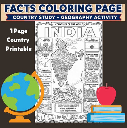 India Facts Coloring Page